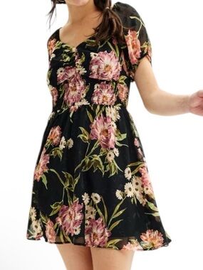Lily Rose Floral Smocked Mini Skater Dress Juniors Size XXL New